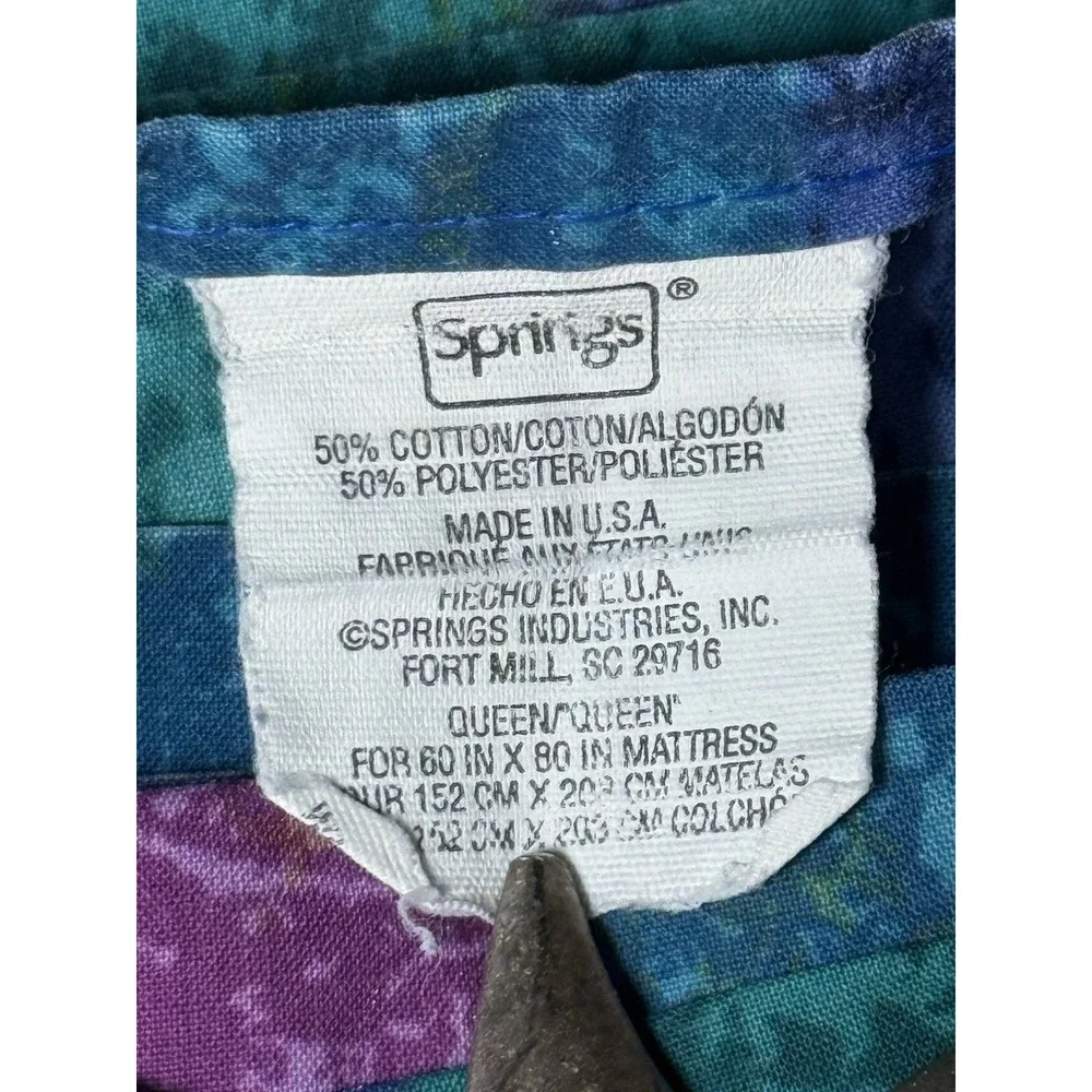 Springs Sheet Set Jeweled Marble QUEEN 90s Vtg Memphis Geo‎ Abstract Multicolor